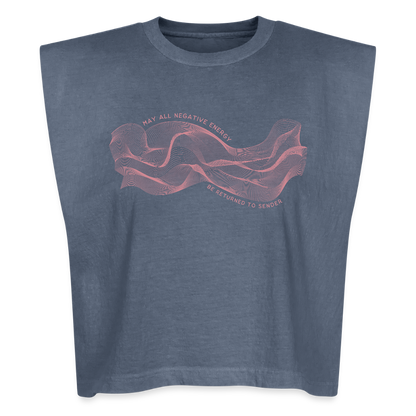 May All Negative Energy Be Returned to Sender American Apparel Women's Garment Dyed Muscle Tank - faded navy