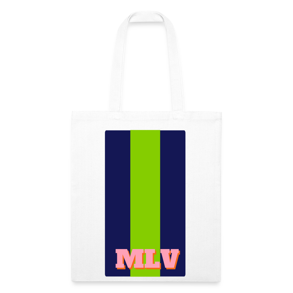 Monogrammed Stripe Recycled Tote Bag - white