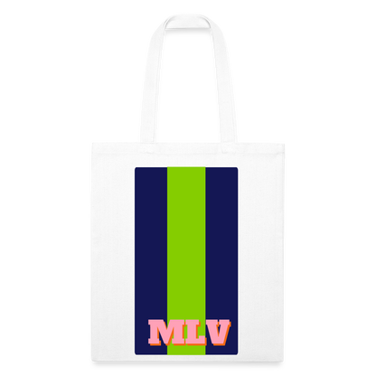 Monogrammed Stripe Recycled Tote Bag - white