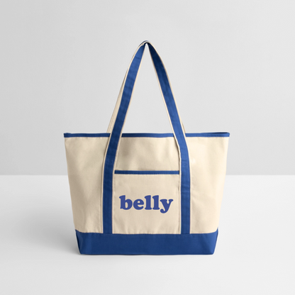 Personalized Large Canvas Deluxe Tote - natural/royal