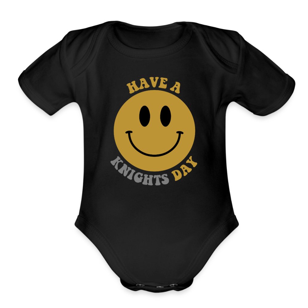Have a Knights Day Vegas Hockey Organic Short Sleeve Baby Bodysuit - black
