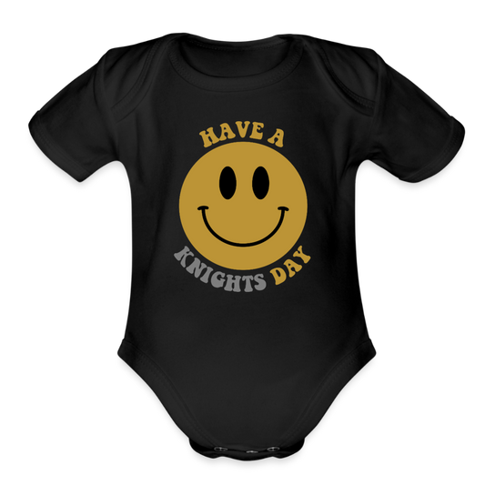 Have a Knights Day Vegas Hockey Organic Short Sleeve Baby Bodysuit - black