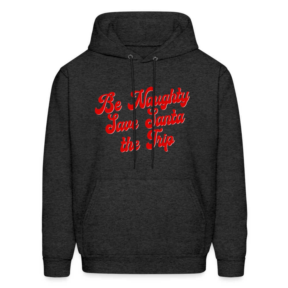 Be Naughty Save Santa the Trip Men's Hoodie - charcoal grey