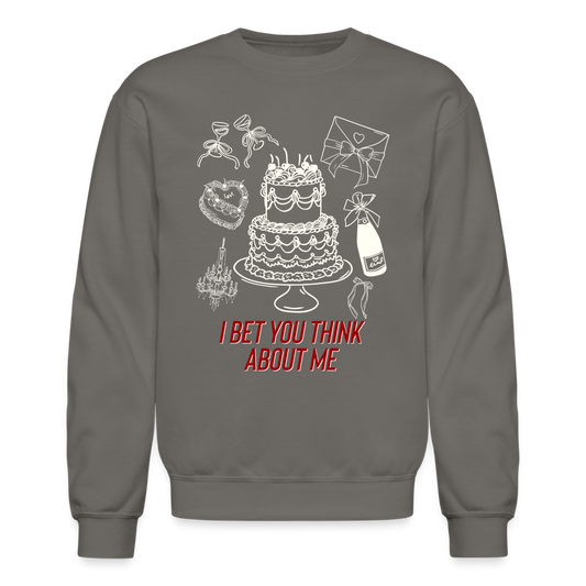 I Bet You Think About Me Crewneck Sweatshirt - asphalt gray