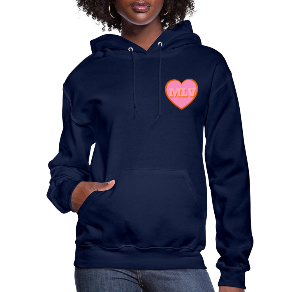 Monogrammed Initials Heart Women's Hoodie - navy