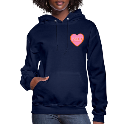 Monogrammed Initials Heart Women's Hoodie - navy