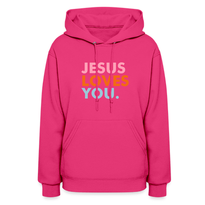 Jesus Loves You Women's Hoodie - fuchsia