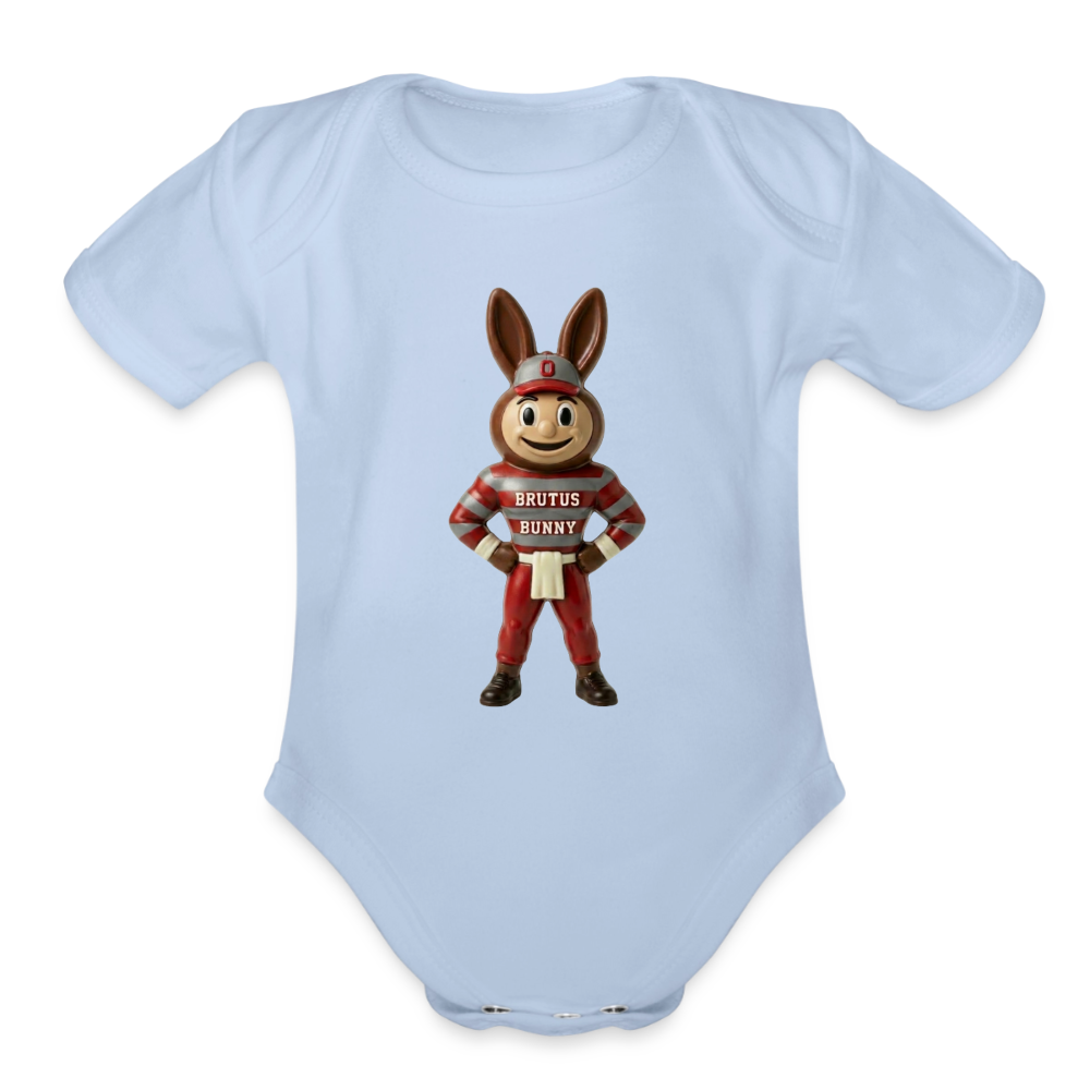 Brutus Bunny Organic Short Sleeve Baby Bodysuit - sky