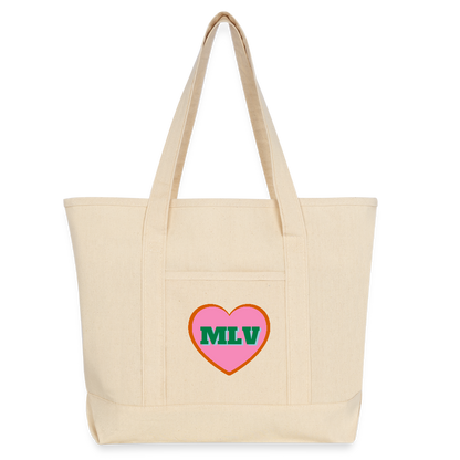 Monogrammed Large Canvas Deluxe Tote - natural