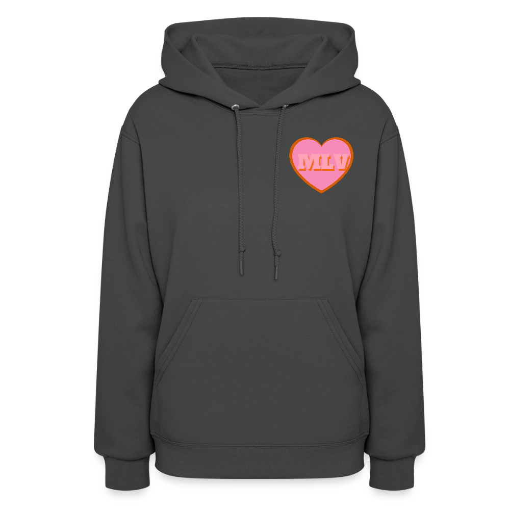 Monogrammed Initials Heart Women's Hoodie - asphalt