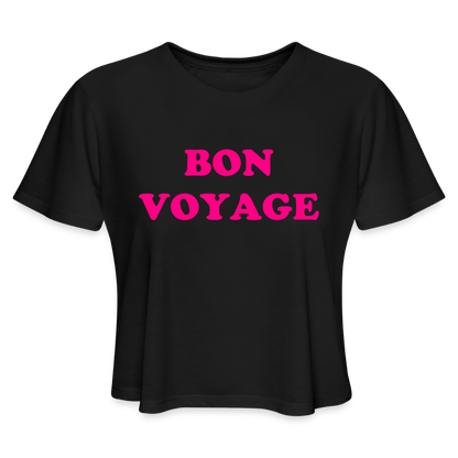 Bon Voyage Women's Cropped T-Shirt - black