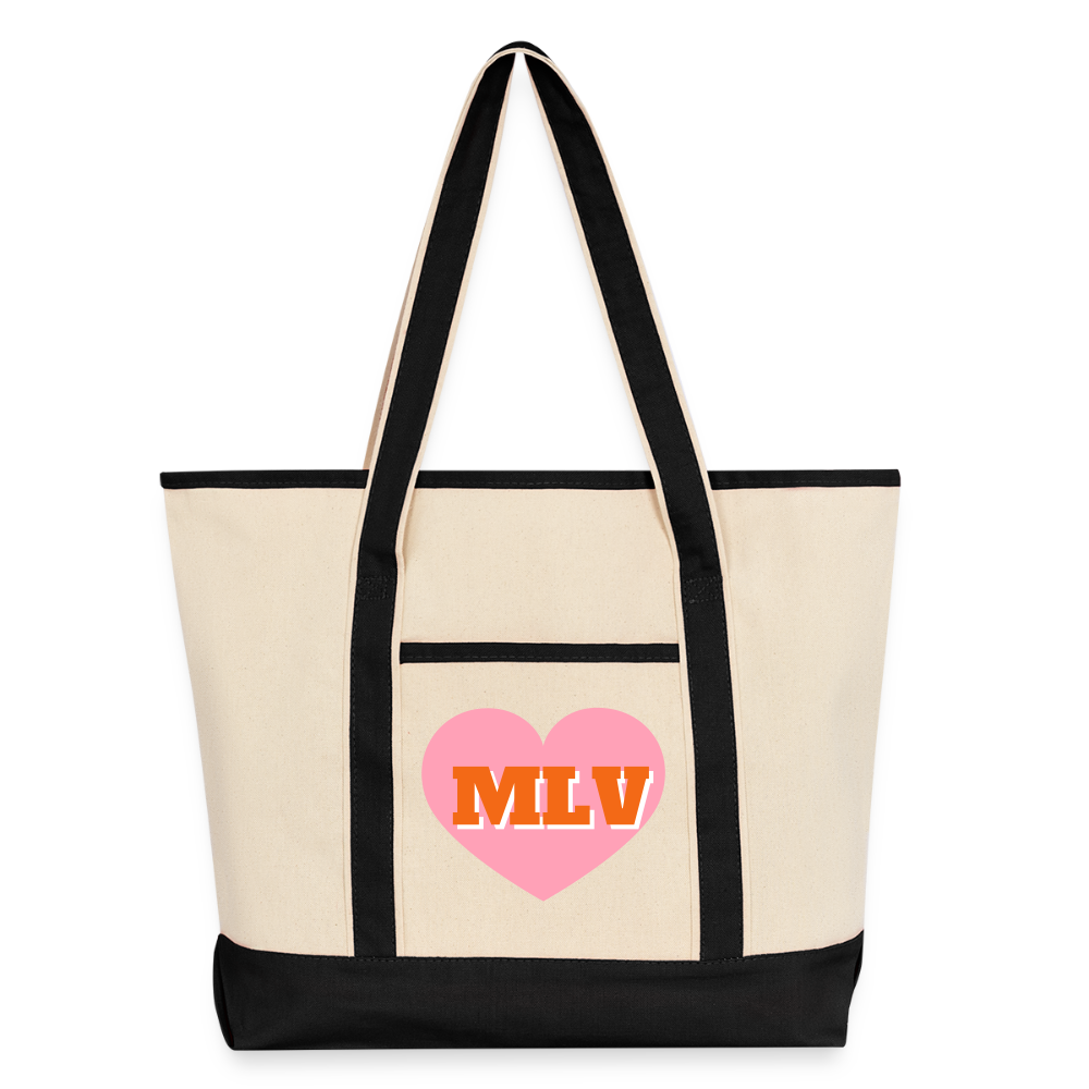 Monogrammed Large Canvas Deluxe Tote - Natural/Black