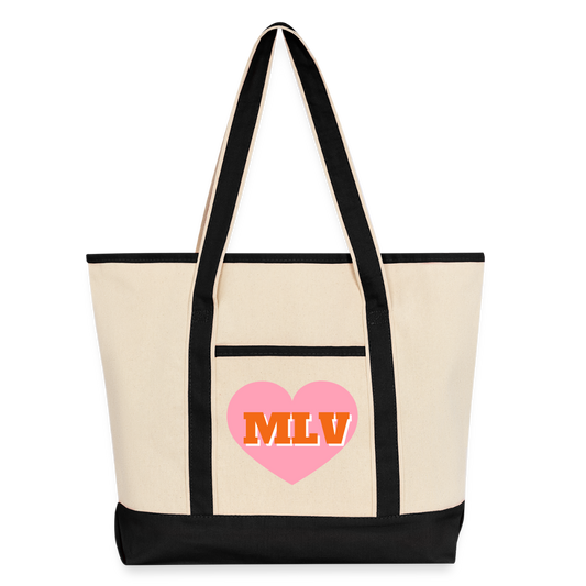 Monogrammed Large Canvas Deluxe Tote - Natural/Black