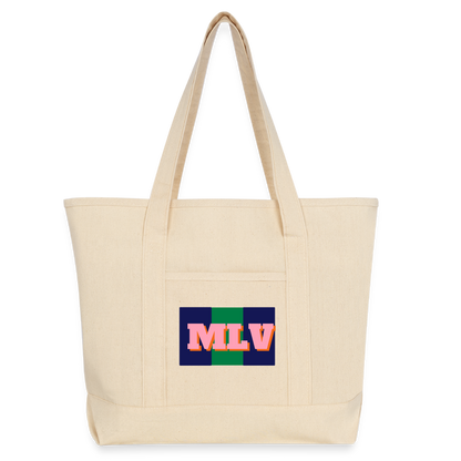 Monogrammed Large Canvas Deluxe Tote - natural