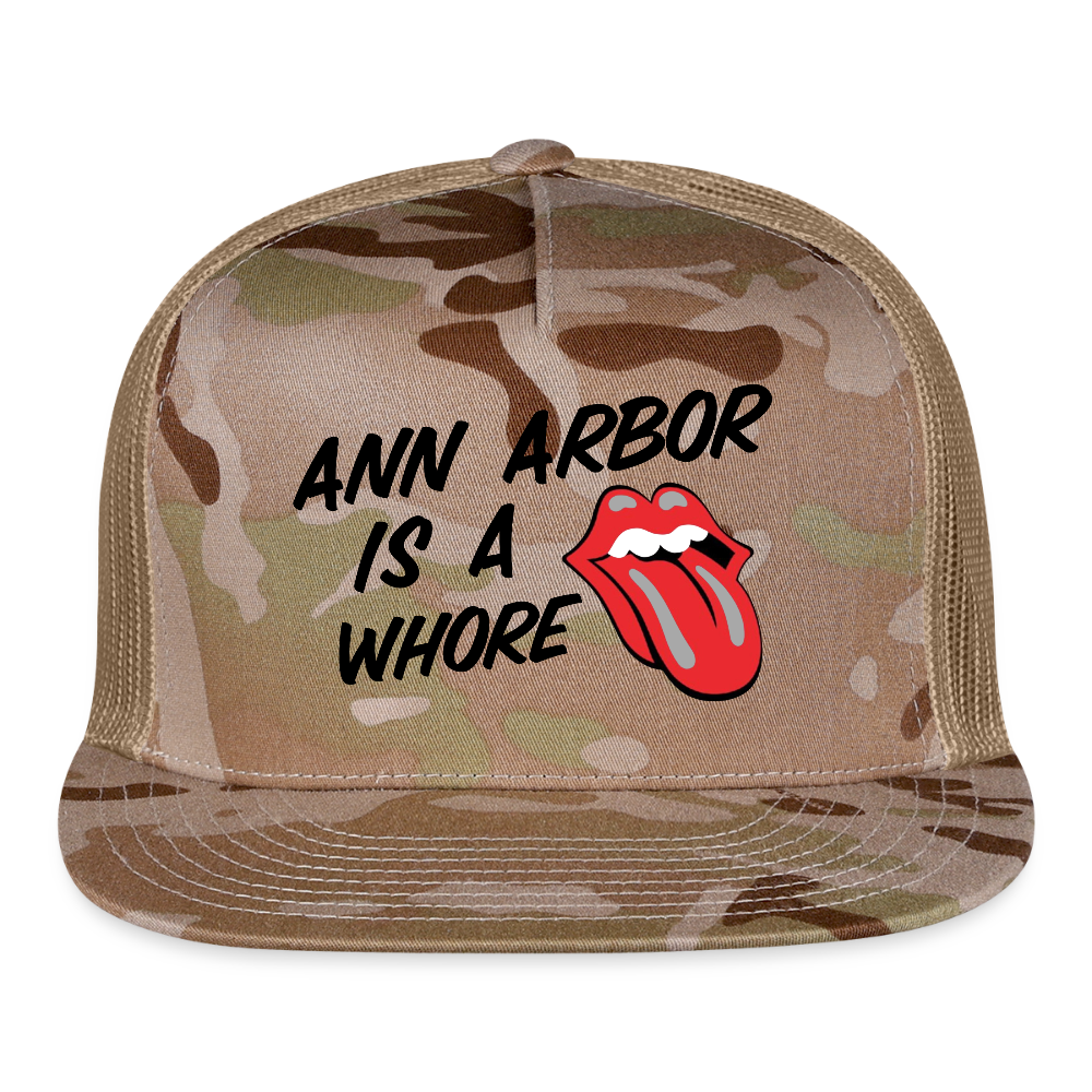 Ann Arbor was aWhore Trucker Hat - MultiCam\tan