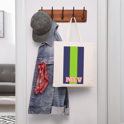 Monogrammed Stripe Recycled Tote Bag - natural
