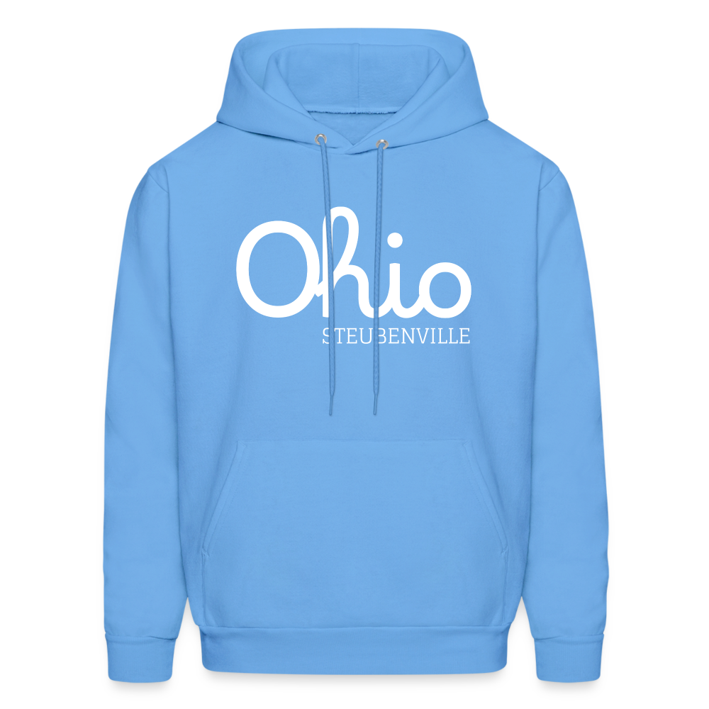 Customizable Steubenville (your hometown) Script Ohio Men's Hoodie - carolina blue