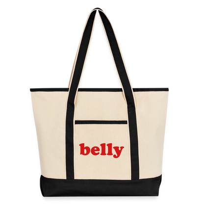 Personalized Large Canvas Deluxe Tote - Natural/Black