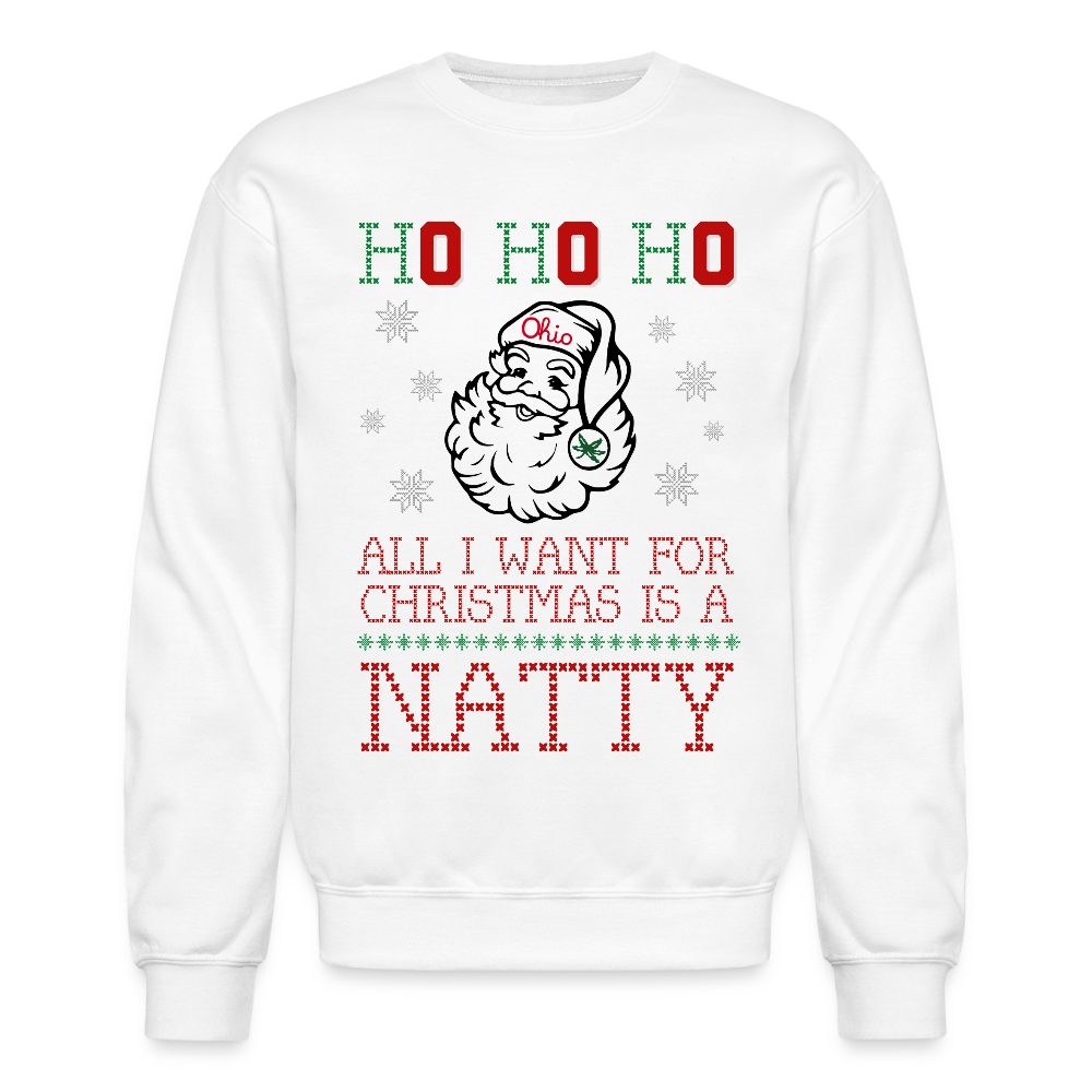 Ho Ho Ho Ohio Santa Natty Crewneck Sweatshirt - white