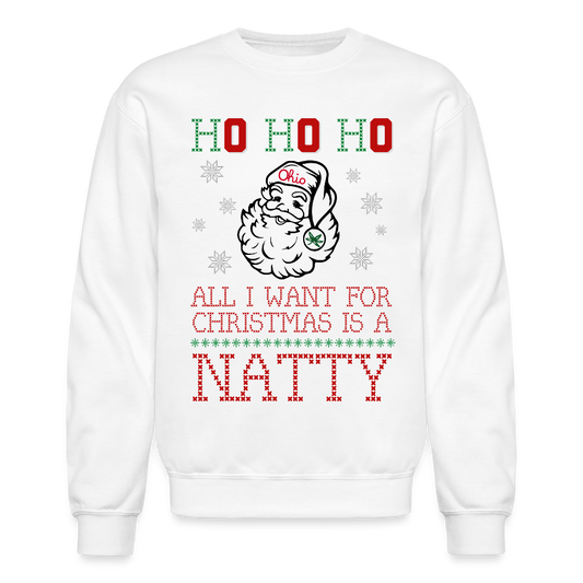 Ho Ho Ho Ohio Santa Natty Crewneck Sweatshirt - white