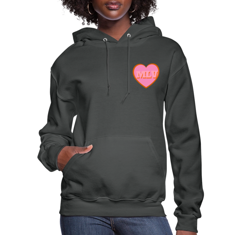 Monogrammed Initials Heart Women's Hoodie - asphalt