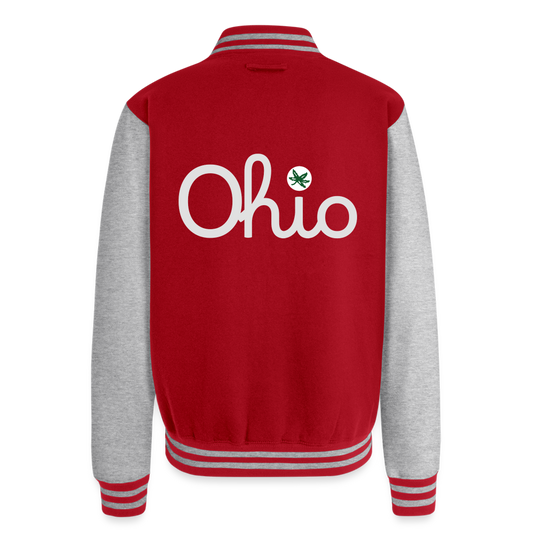 Script Ohio Heavyweight Letterman Jacket - red/heather grey