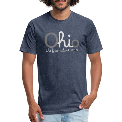 O hi o the friendliest state Fitted Cotton/Poly T-Shirt by Next Level - heather navy