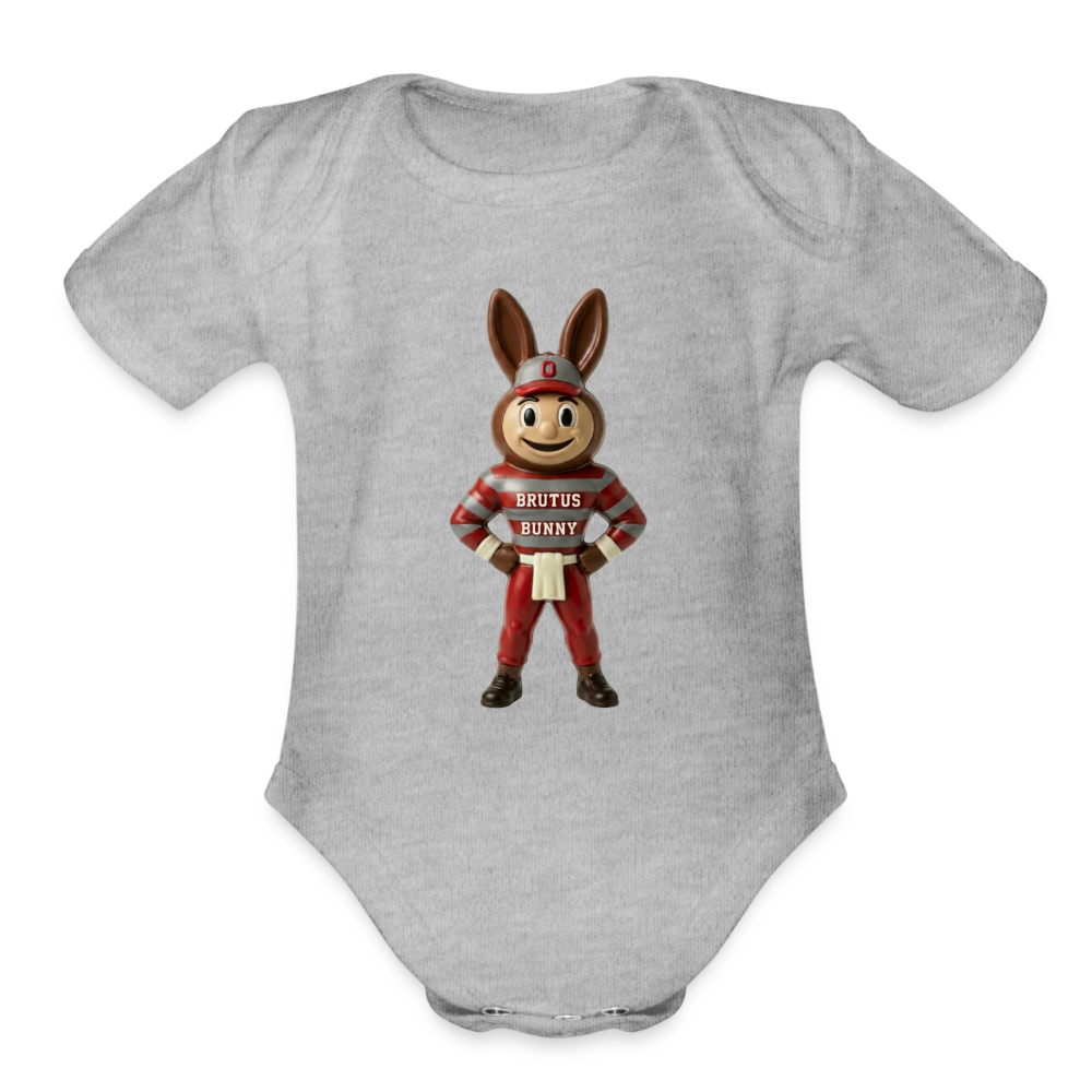 Brutus Bunny Organic Short Sleeve Baby Bodysuit - heather grey