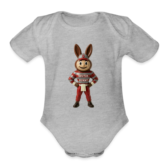 Brutus Bunny Organic Short Sleeve Baby Bodysuit - heather grey