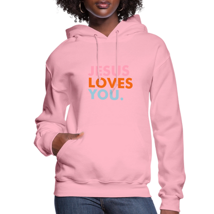 Jesus Loves You Women's Hoodie - classic pink