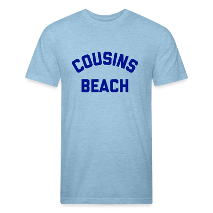 Cousins Beach Fitted Cotton/Poly T-Shirt by Next Level - heather blue