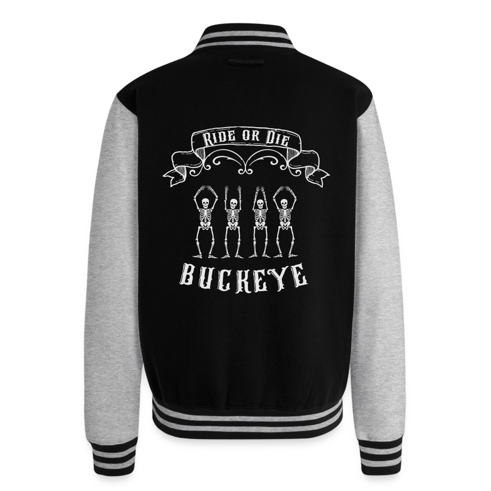 Ride or Die Buckeye Heavyweight Letterman Jacket - black/heather grey