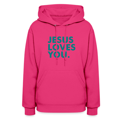 Jesus Loves You Women's Hoodie - fuchsia