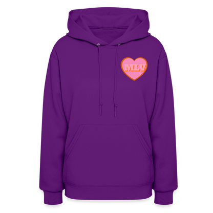 Monogrammed Initials Heart Women's Hoodie - purple
