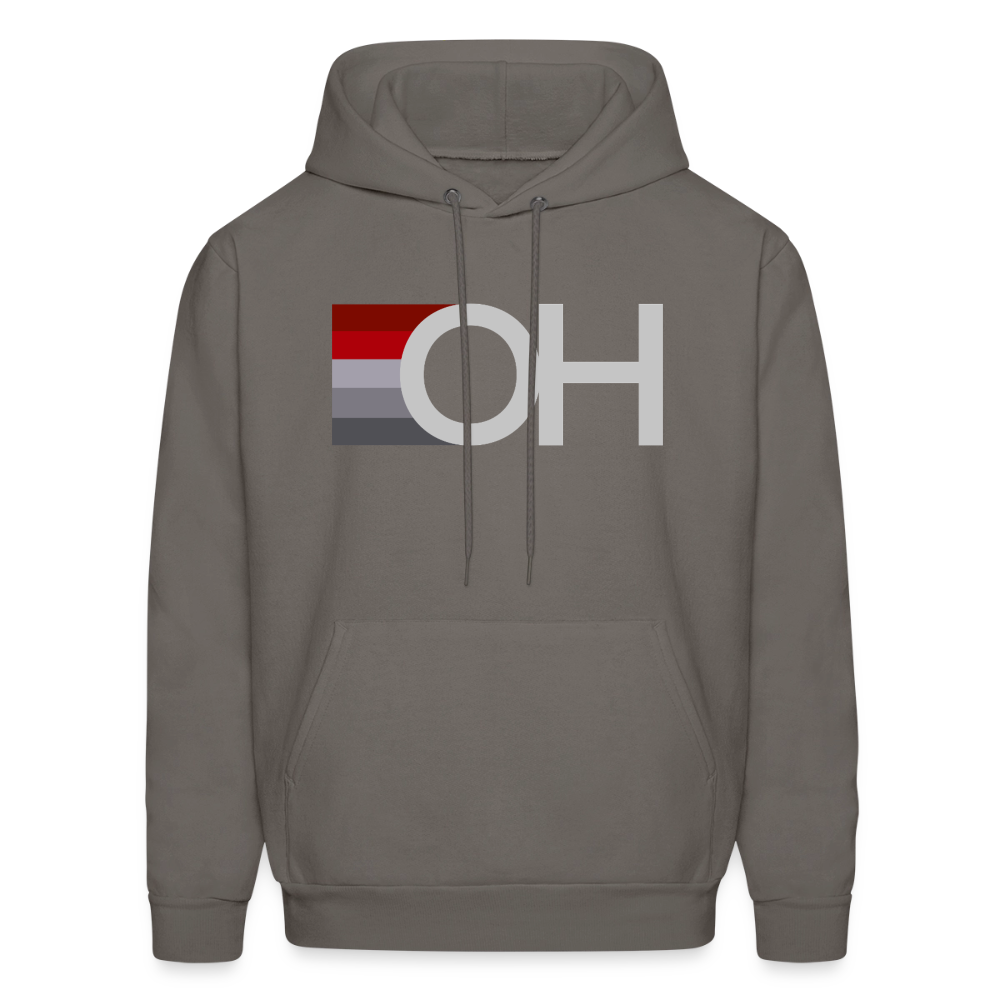OH Red Gray Stripes Men's Hoodie - asphalt gray