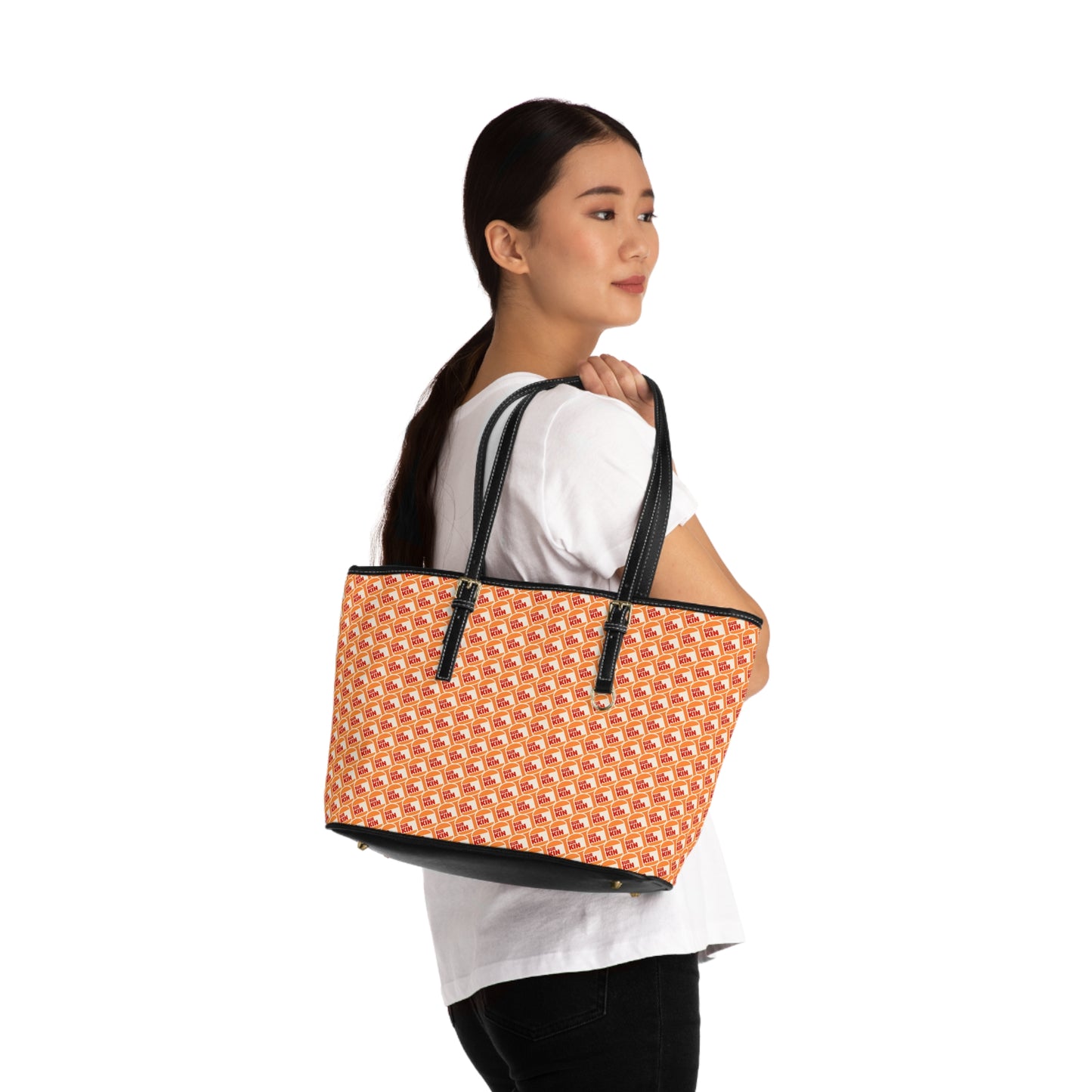 Burkin Orange Pattern PU Leather Shoulder Bag