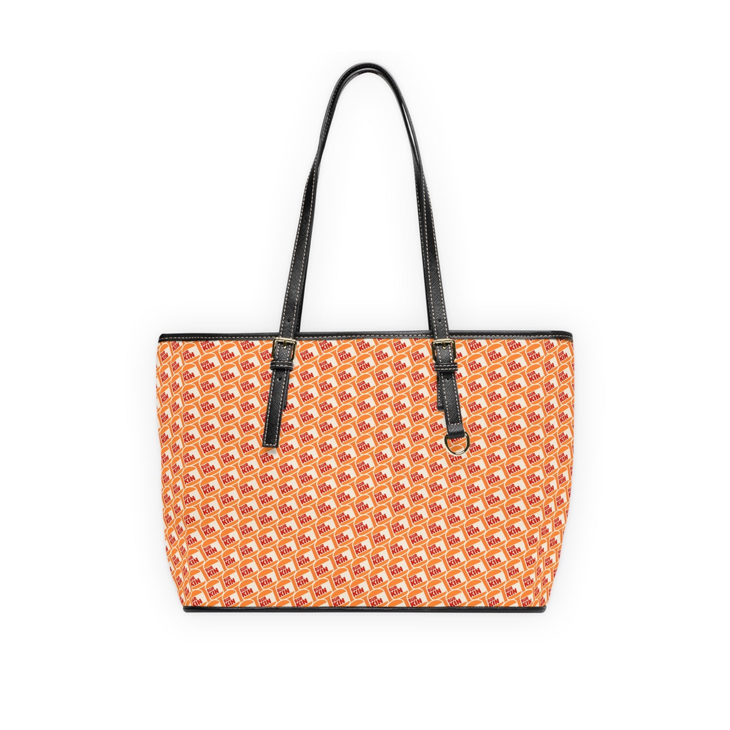 Burkin Orange Pattern PU Leather Shoulder Bag