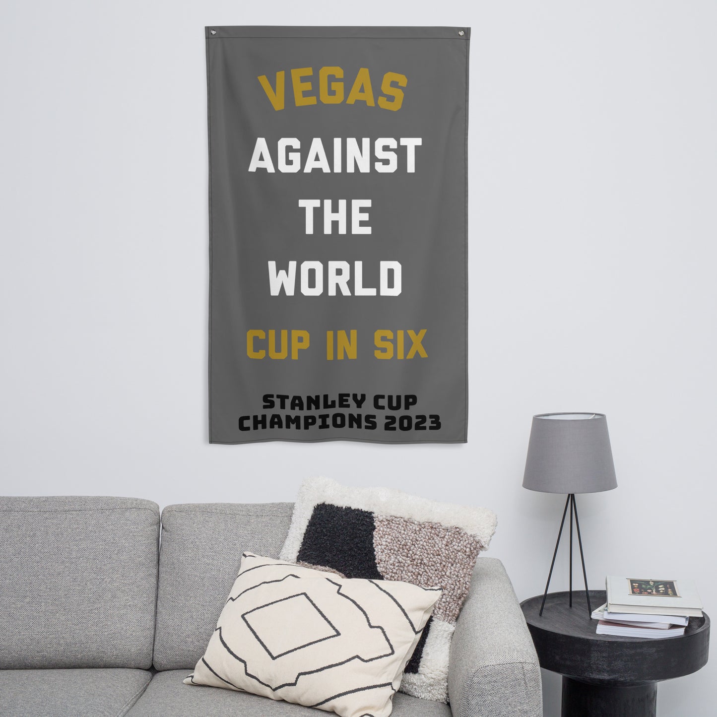 Vegas Against the World Cup in Six Stanley Cup Champs 2023 Flag