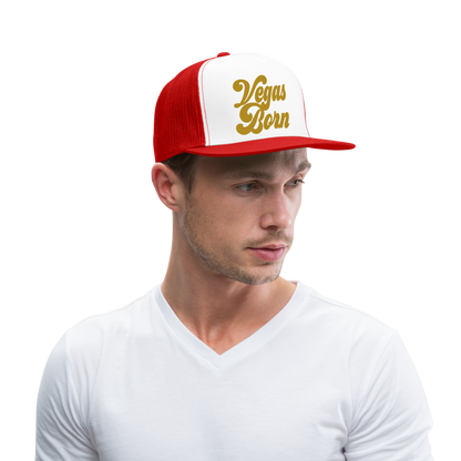 Vegas Born Trucker Hat - white/red