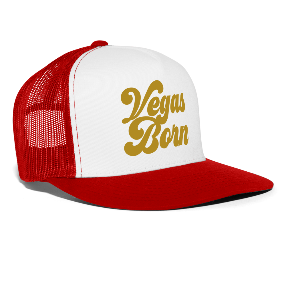 Vegas Born Trucker Hat - white/red