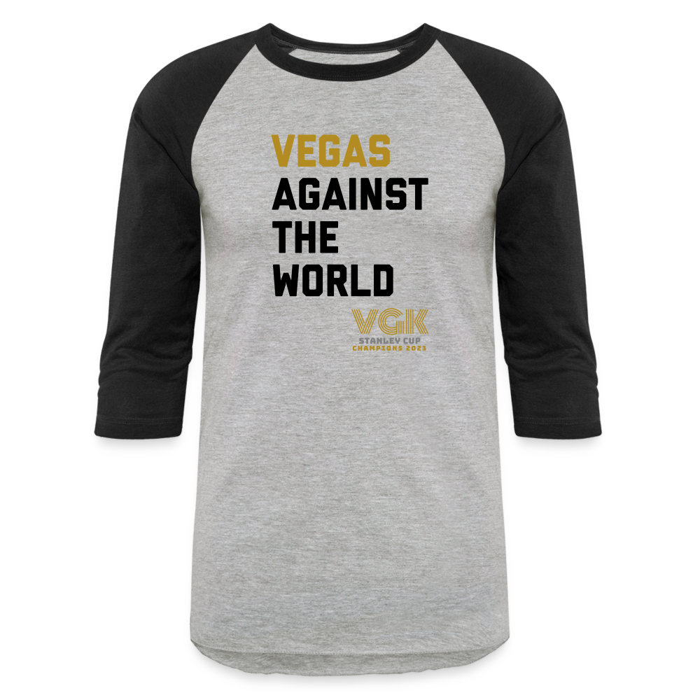 Vegas Against The World VGK Stanley Cup Champs 2023 Baseball T-Shirt - heather gray/black