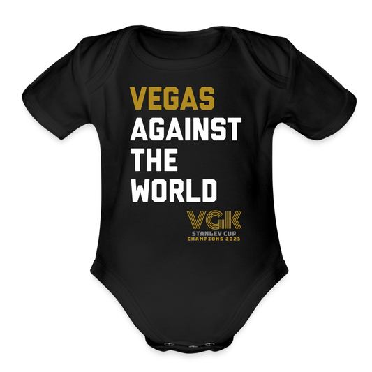 Vegas Against The World VGK Stanley Cup Champs 2023 Organic Short Sleeve Baby Bodysuit - black