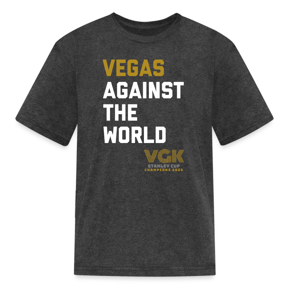 Vegas Against The World VGK Stanley Cup Champs 2023 Kids' T-Shirt - heather black