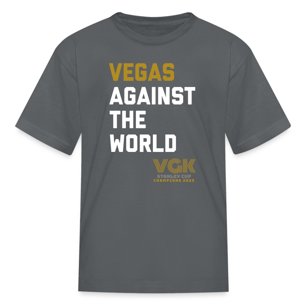 Vegas Against The World VGK Stanley Cup Champs 2023 Kids' T-Shirt - charcoal
