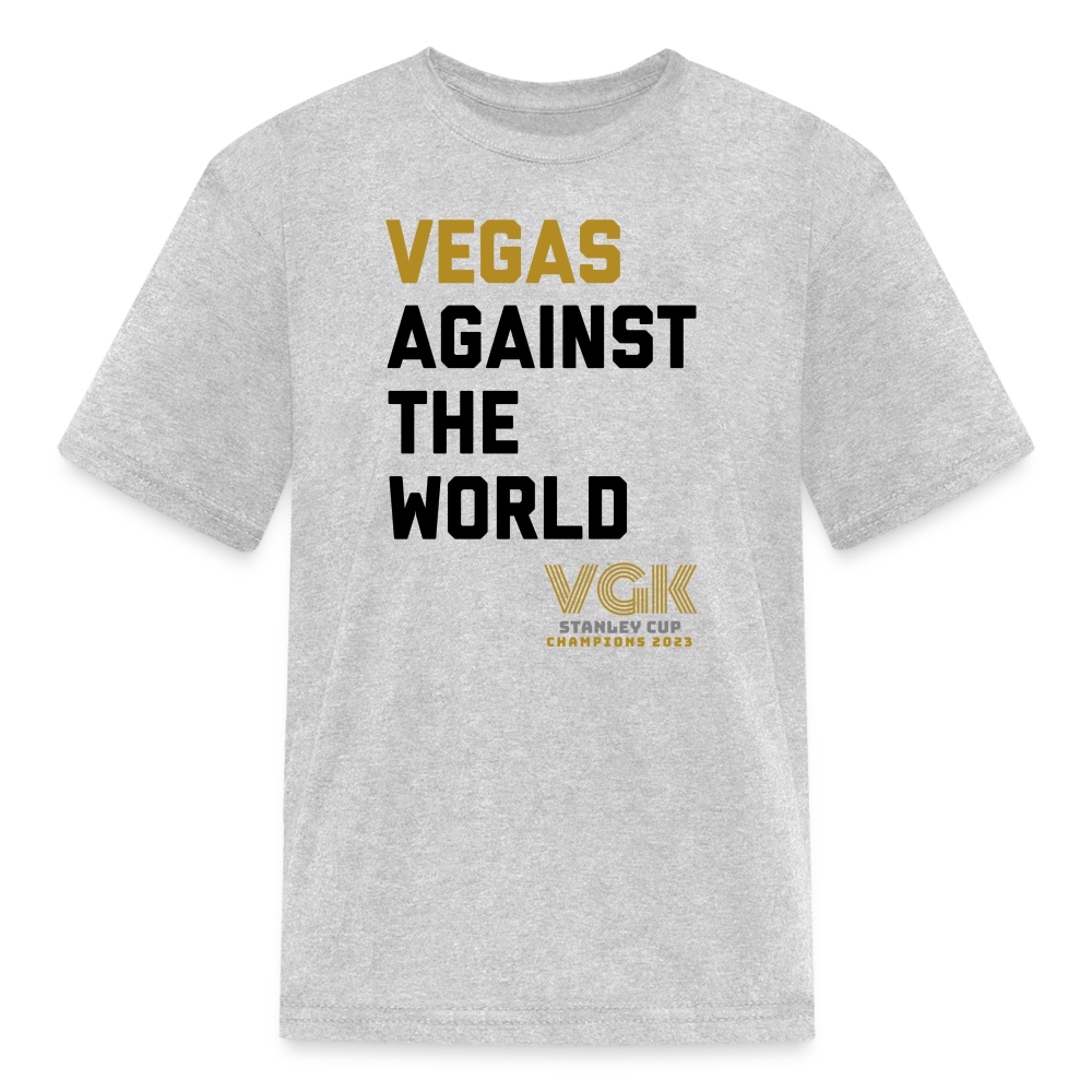 Vegas Against The World VGK Stanley Cup Champs 2023 Kids' T-Shirt - heather gray