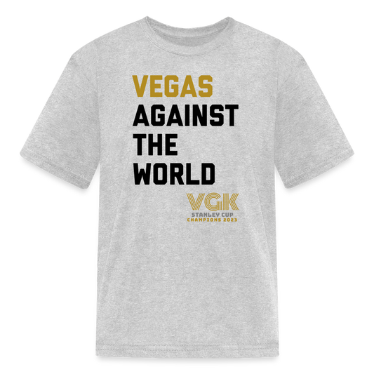Vegas Against The World VGK Stanley Cup Champs 2023 Kids' T-Shirt - heather gray