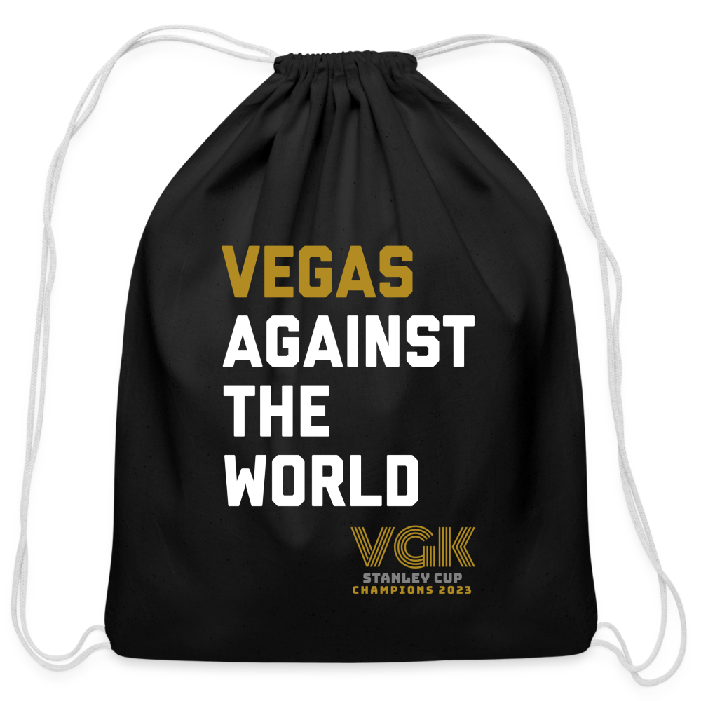 Vegas Against the World VGK Stanley Cup Champions 2023 Cotton Drawstring Bag - black