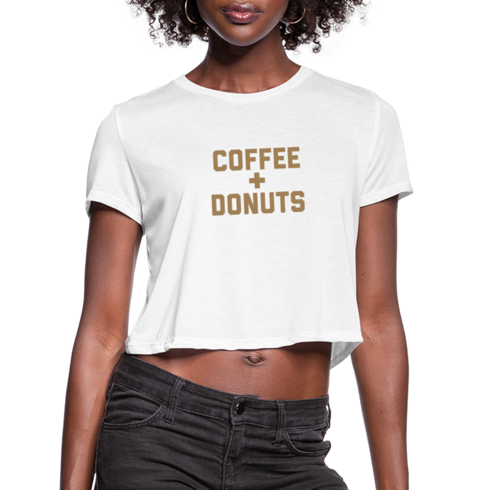 Coffee + Donuts Women's Cropped T-Shirt - white