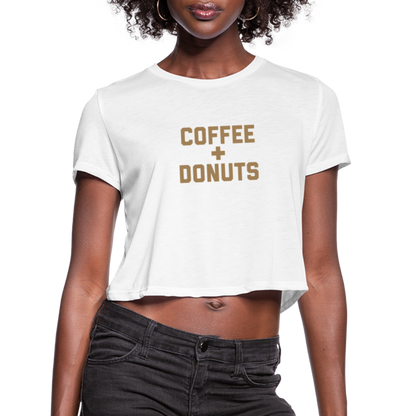 Coffee + Donuts Women's Cropped T-Shirt - white