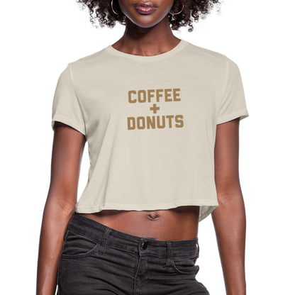 Coffee + Donuts Women's Cropped T-Shirt - dust
